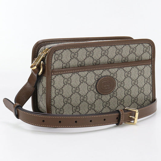 GUCCI 658572 Interlocking G Diagonal Shoulder Bag GG Supreme beige Women
