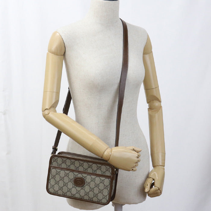 GUCCI 658572 Interlocking G Diagonal Shoulder Bag GG Supreme beige Women