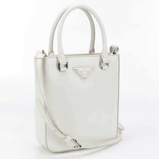 PRADA 2WAY handbag Handbag Shoulder bag Patent leather White Women