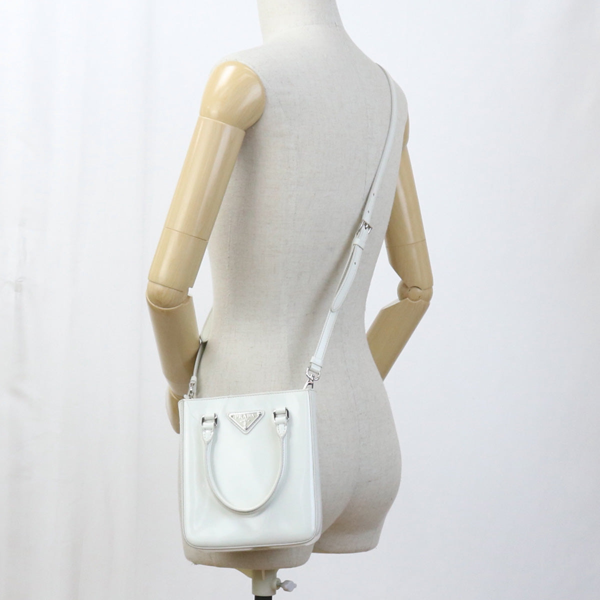 PRADA 2WAY handbag Handbag Shoulder bag Patent leather White Women