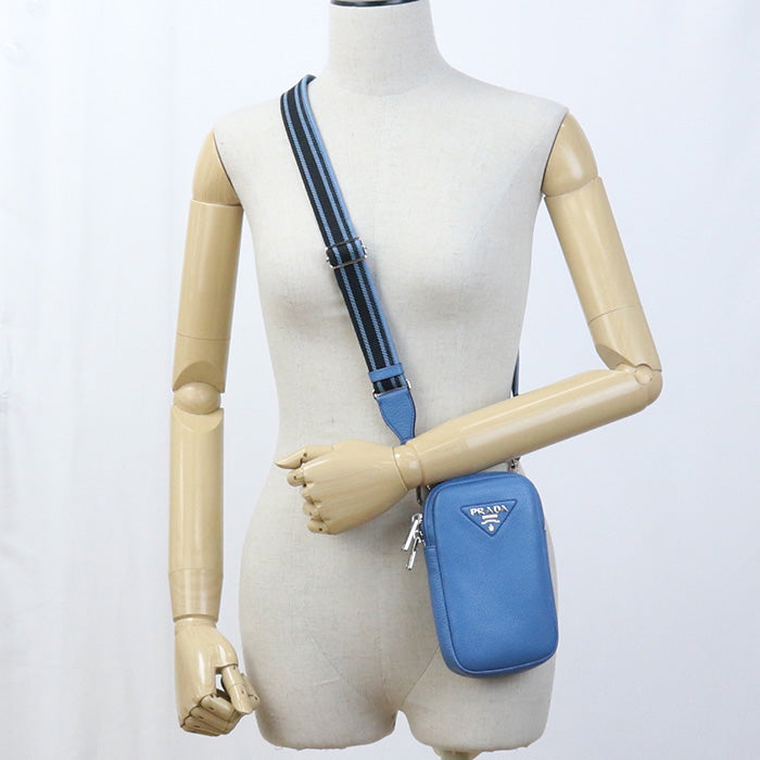 PRADA 1BP027 Shoulder Bag Diagonal leather Blue Women