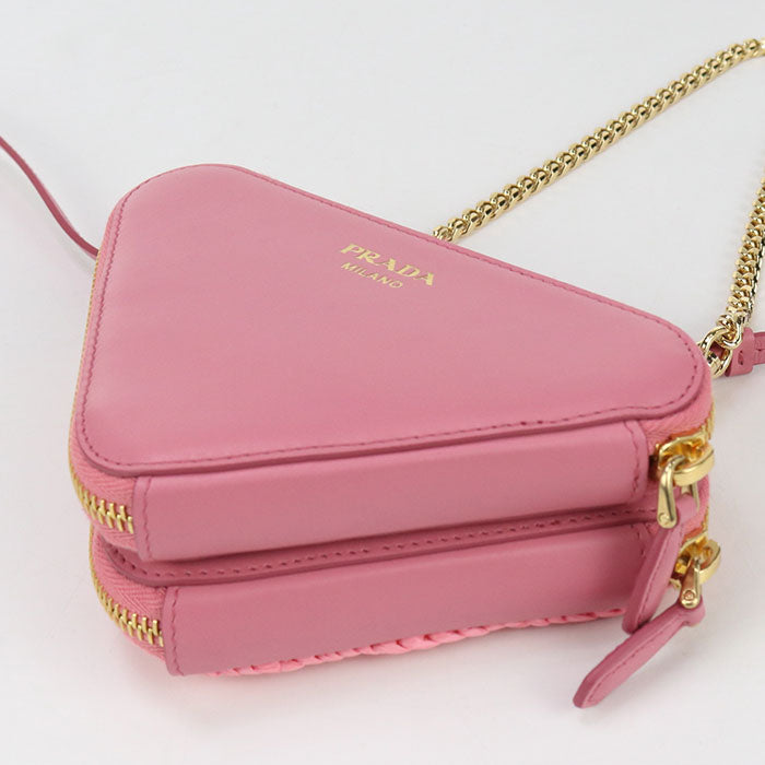 PRADA 1NR015 2FMC F0442 Shoulder Bag Crochet Mini Pouch 2 Way bag Raffia, leather pink Women