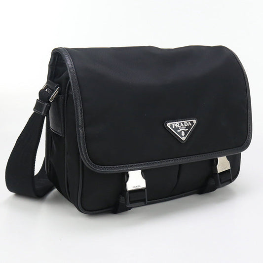 PRADA 2VD768 Shoulder Bag Safiano leather Messenger bag Nylon black mens