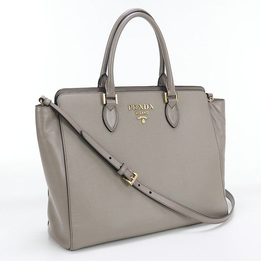 PRADA PR90036 2WAY Tote Bag leather gray Women