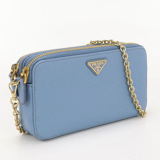 PRADA 1DH010 QHH Shoulder Bag Safiano ChainShoulder Bag leather blue Women