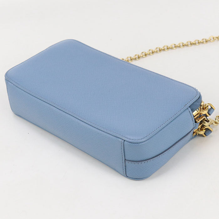PRADA 1DH010 QHH Shoulder Bag Safiano ChainShoulder Bag leather blue Women