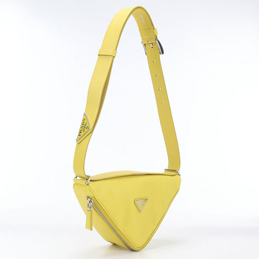 PRADA 2VL039 2FAD F0377 Shoulder Bag Triangle Crossbody bag leather Yellow mens(unisex)