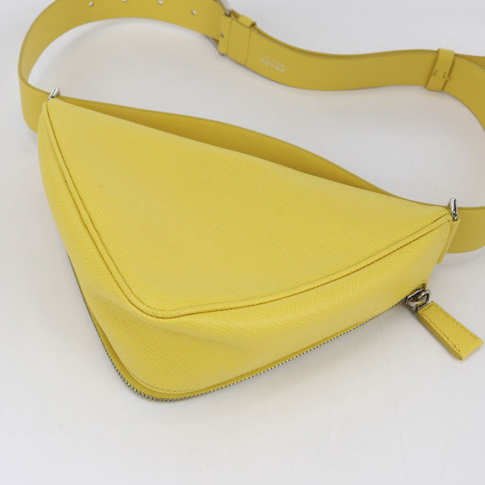 PRADA 2VL039 2FAD F0377 Shoulder Bag Triangle Crossbody bag leather Yellow mens(unisex)