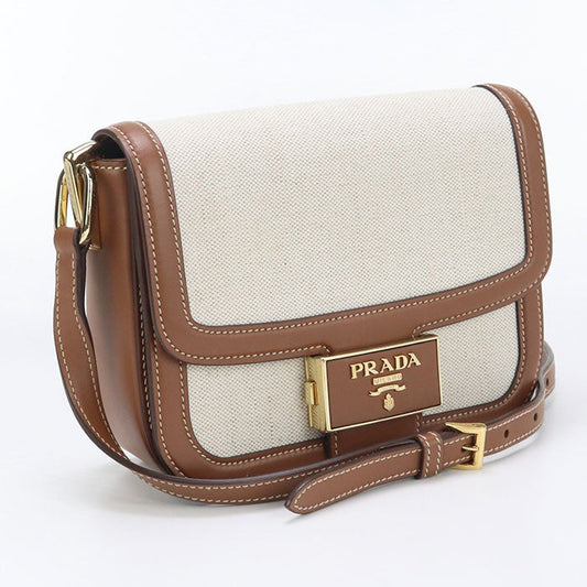 PRADA 1BD257 Shoulder Bag canvas,leather beige Women