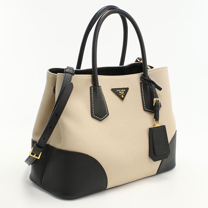 PRADA BN2887 2WAY Canapa Tote Bag canvas beige Women