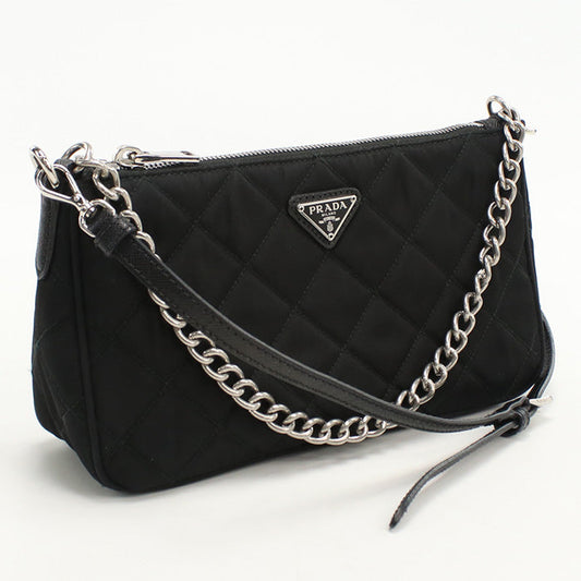 PRADA 1BH026 Shoulder Bag Quilting Chain 2WAYShoulder Bag Nylon black Women