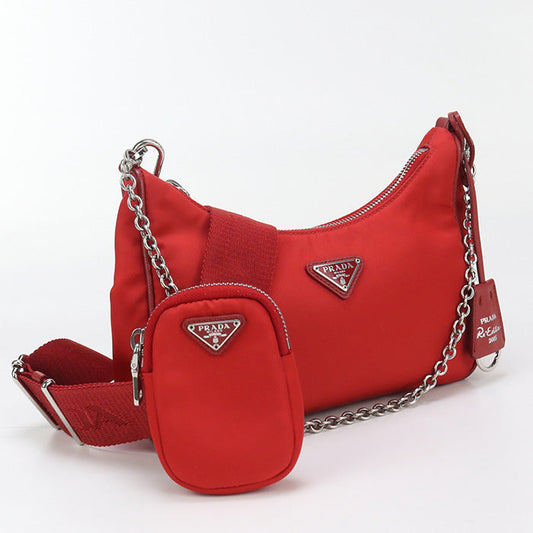 PRADA 1BH204 2WAY Shoulder Bag/recycled polyamide red Women