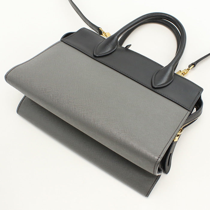 PRADA 1BA046 Handbag Esplanade Bicolor 2WAYTote Bag Safiano leather gray Women