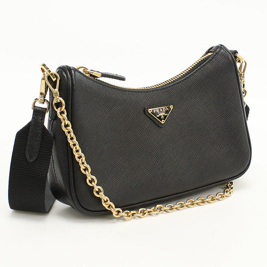 PRADA 1BH174 Shoulder Bag Safiano 2WAY ChainShoulder Bag leather black Women