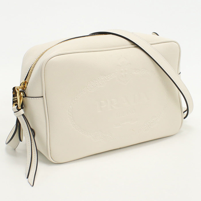 PRADA Shoulder Bag Grey Scarf Shoulder Bag leather white Women