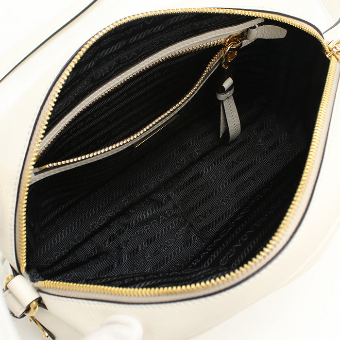 PRADA Shoulder Bag Grey Scarf Shoulder Bag leather white Women