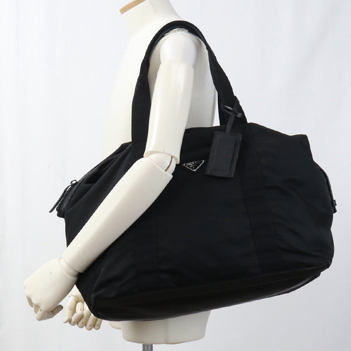 PRADA 2VC796 Boston bag Safiano Duffel Bag/Travel Bag Nylon, leather black mens(unisex)