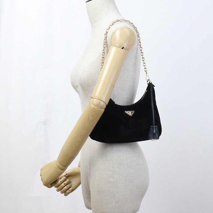 PRADA 1BC204 2C7Q F0002 Velvet mini Re-Edition Shoulder Bag Viscose black Women