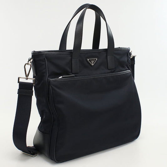 PRADA 2VG032 Tote Bag Safiano 2WAYTote Bag Nylon,leather Navy mens(unisex)