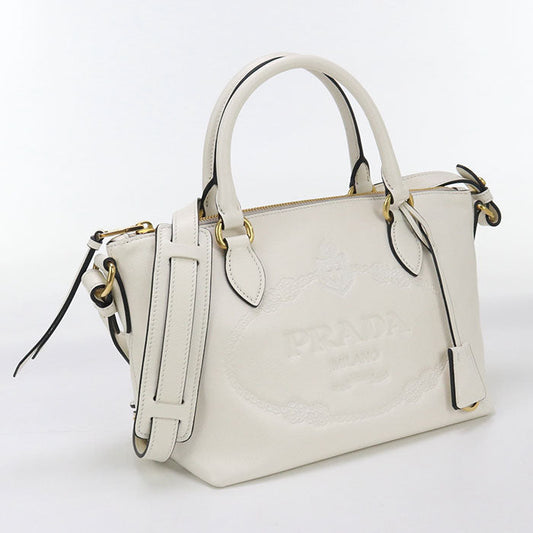 PRADA 1BA111 2EBJ F0009 2WAY Handbag leather white Women