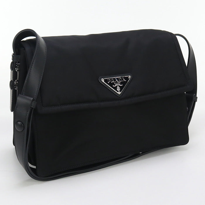 PRADA 1BD255 RFLH F0002 Medium Padded Diagonal Shoulder Bag black Women