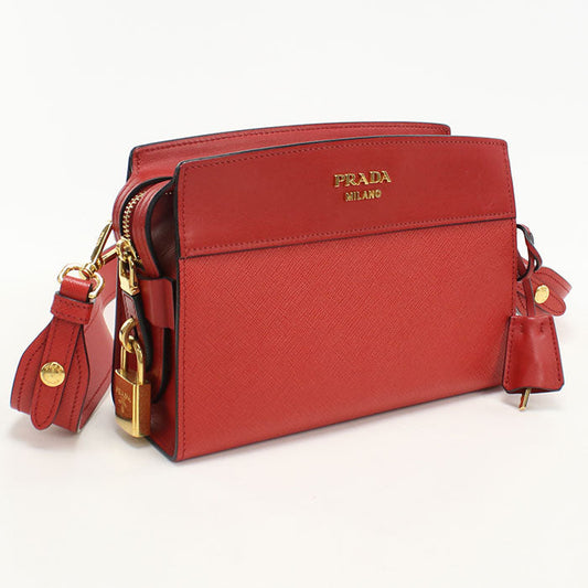 PRADA 1BH043 Safiano leather Diagonal shoulder bag leather Women red