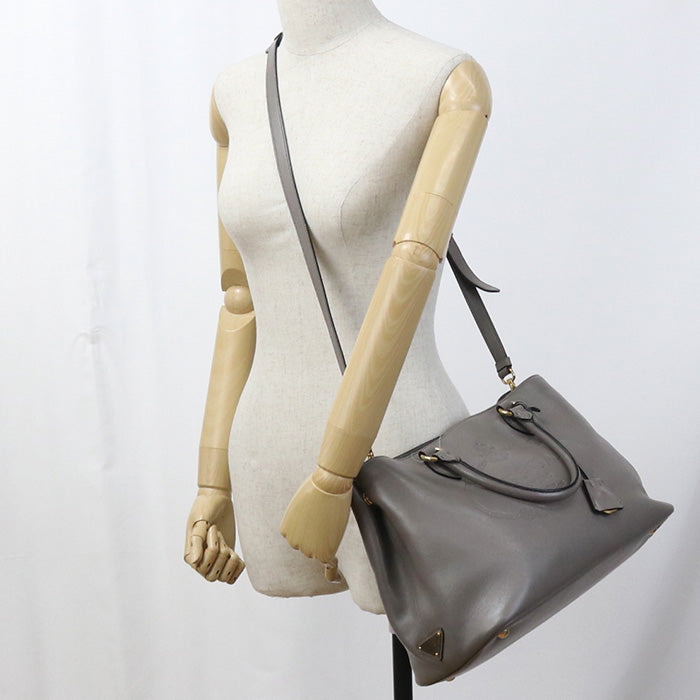 PRADA 1BA579 2EBJ F0572 2WAY Tote Bag Grain calf gray Women
