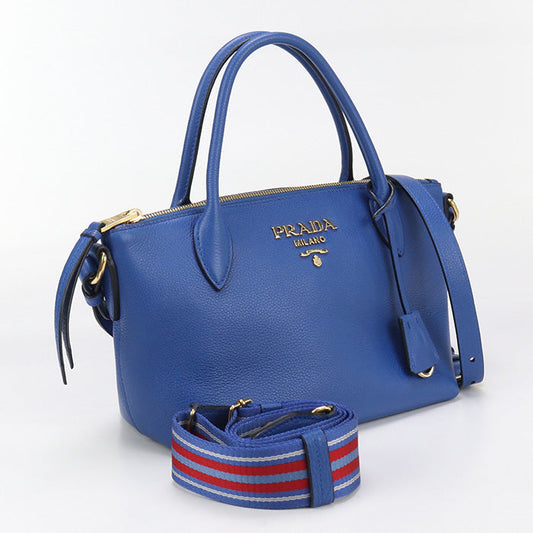 PRADA 1BA111 2WAY Handbag shoulder Safiano leather blue Women