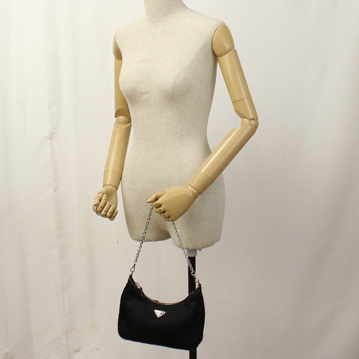 PRADA 1BH204 Shoulder Bag/2WAYChainShoulder Bag Recycled nylon black Women