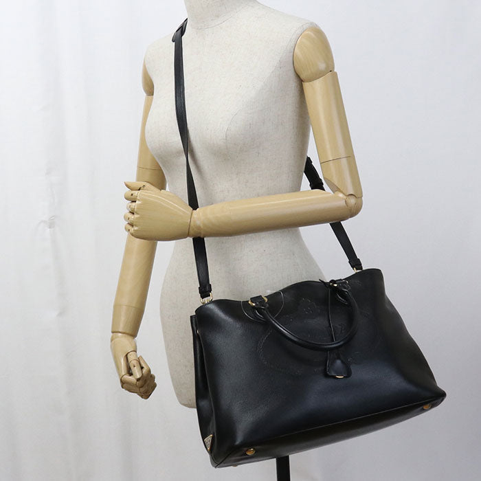 PRADA 1BA579 Tote Bag Embossed logo 2WAY handbag leather black Women(unisex)
