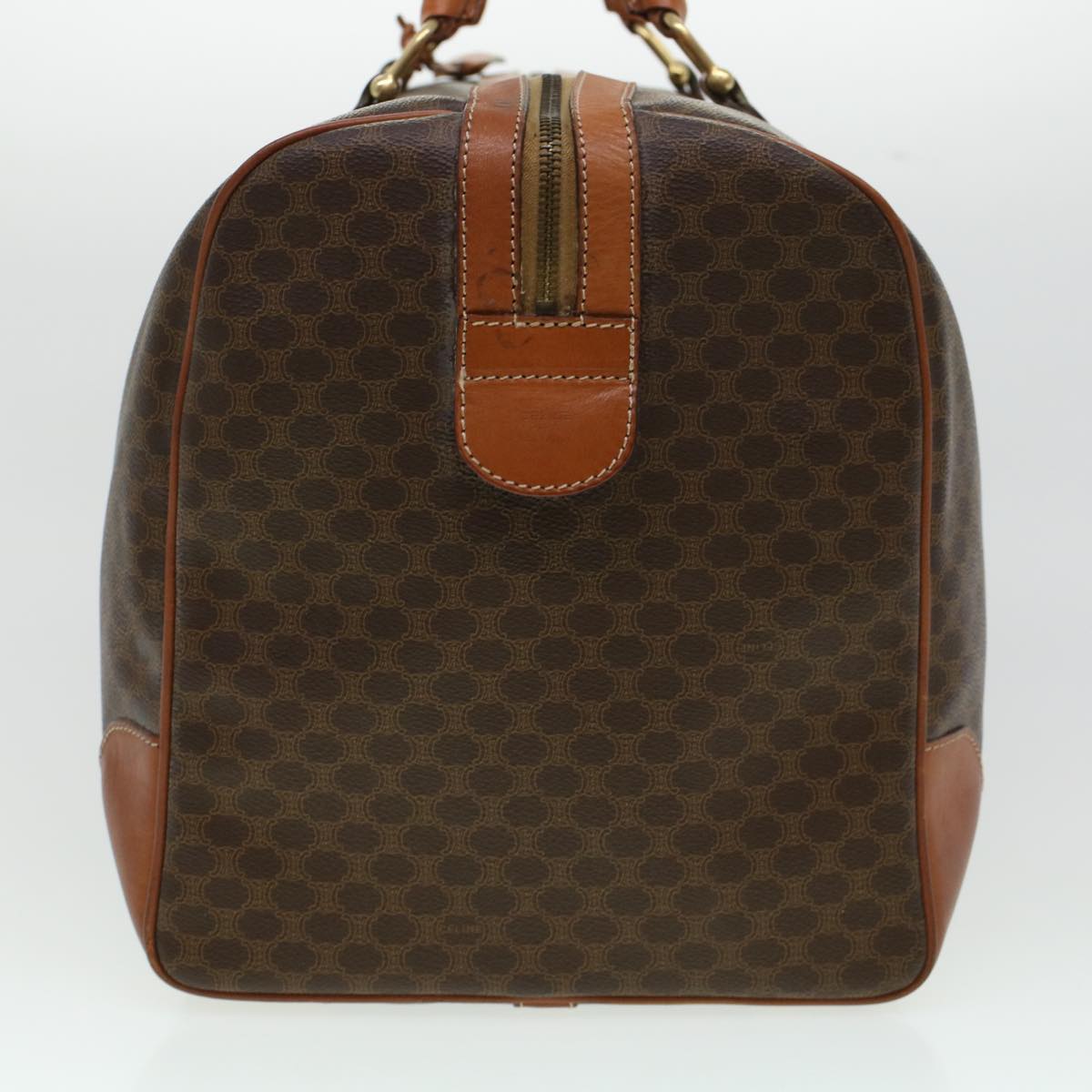 Luxury CELINE Macadam Canvas Boston Bag PVC Leather Brown uy133