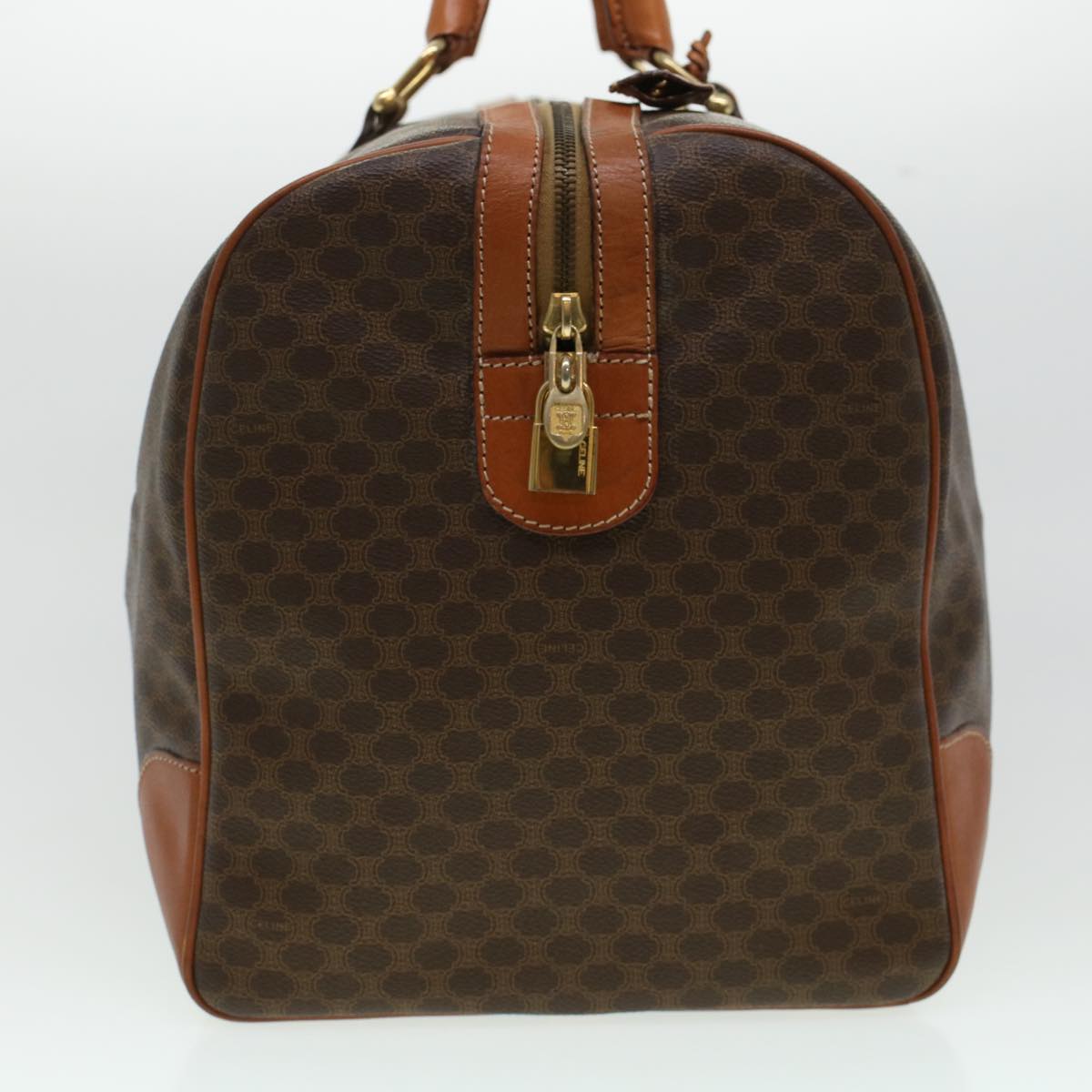 Luxury CELINE Macadam Canvas Boston Bag PVC Leather Brown uy133