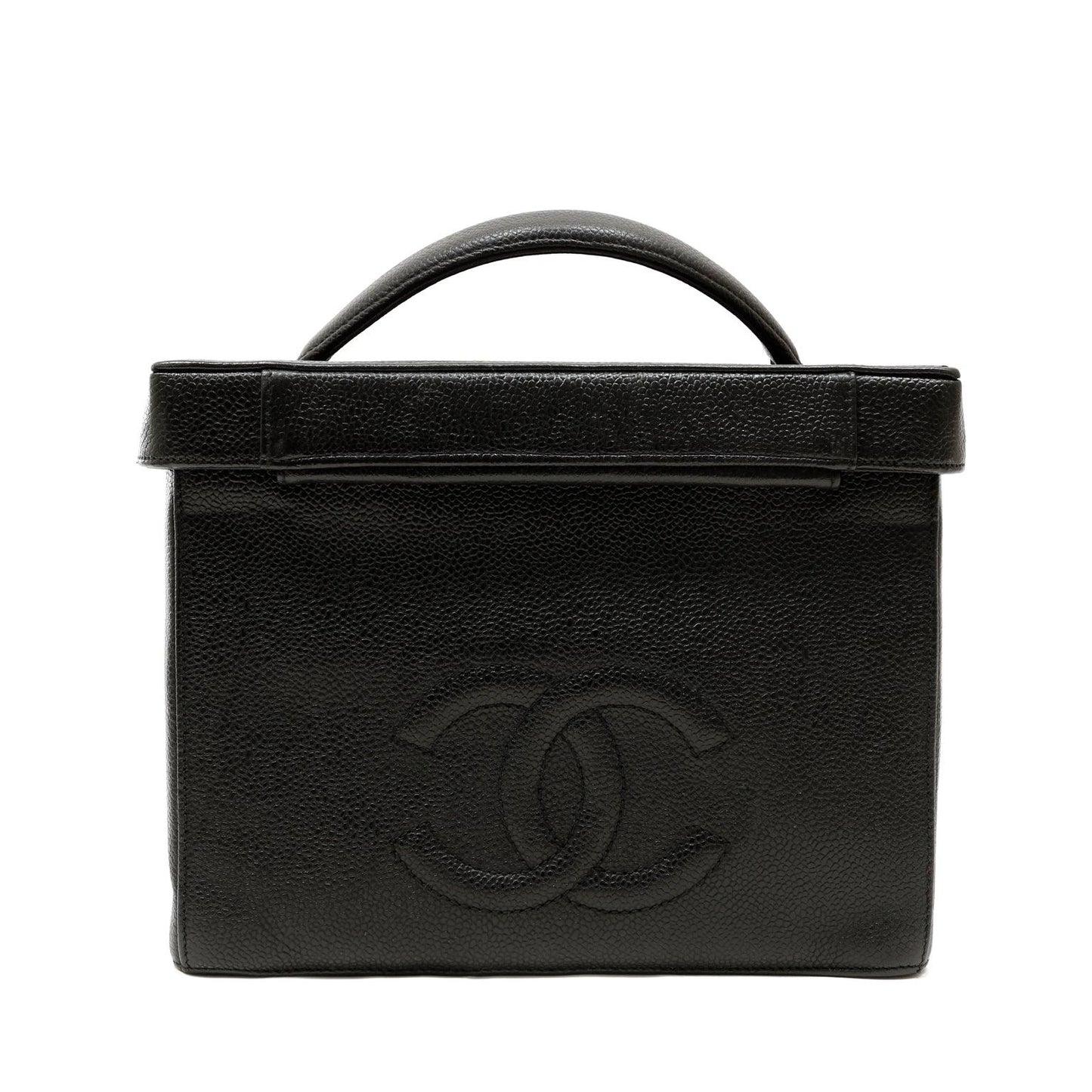 Chanel Black Caviar Large Vanity Box NO Straps w Gold Hardware