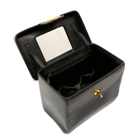 Chanel Black Caviar Large Vanity Box NO Straps w Gold Hardware