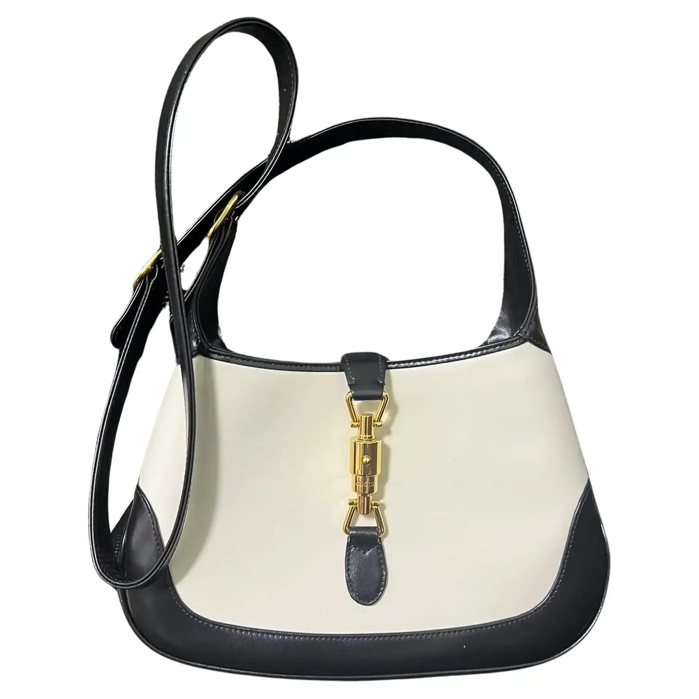 Gucci Jackie 1961 White & White Leather Bag with Adjustable Strap Size Small
