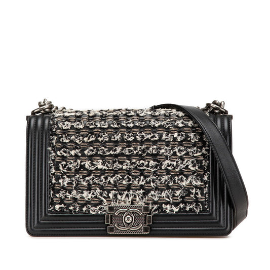 Chanel Boy Chanel Leather Tweed Shoulder Bag