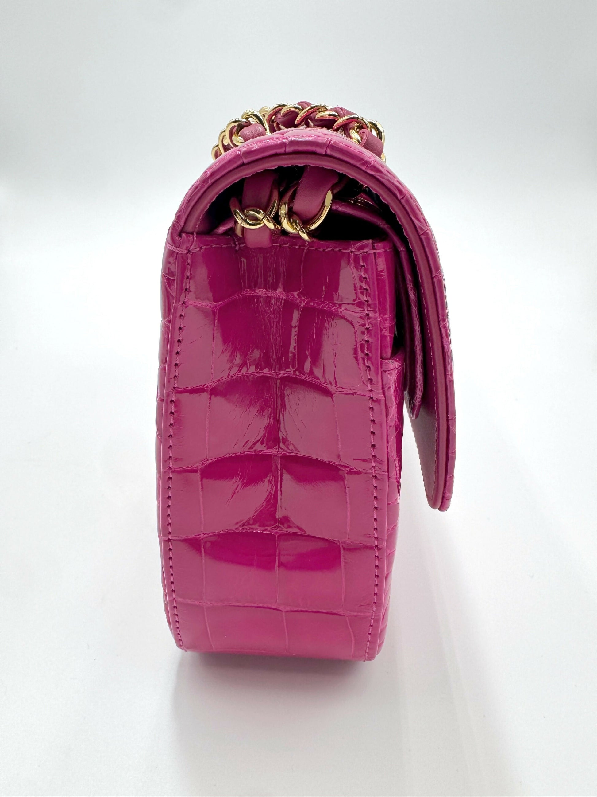 Chanel Medium Pink Crocodile Flap Bag