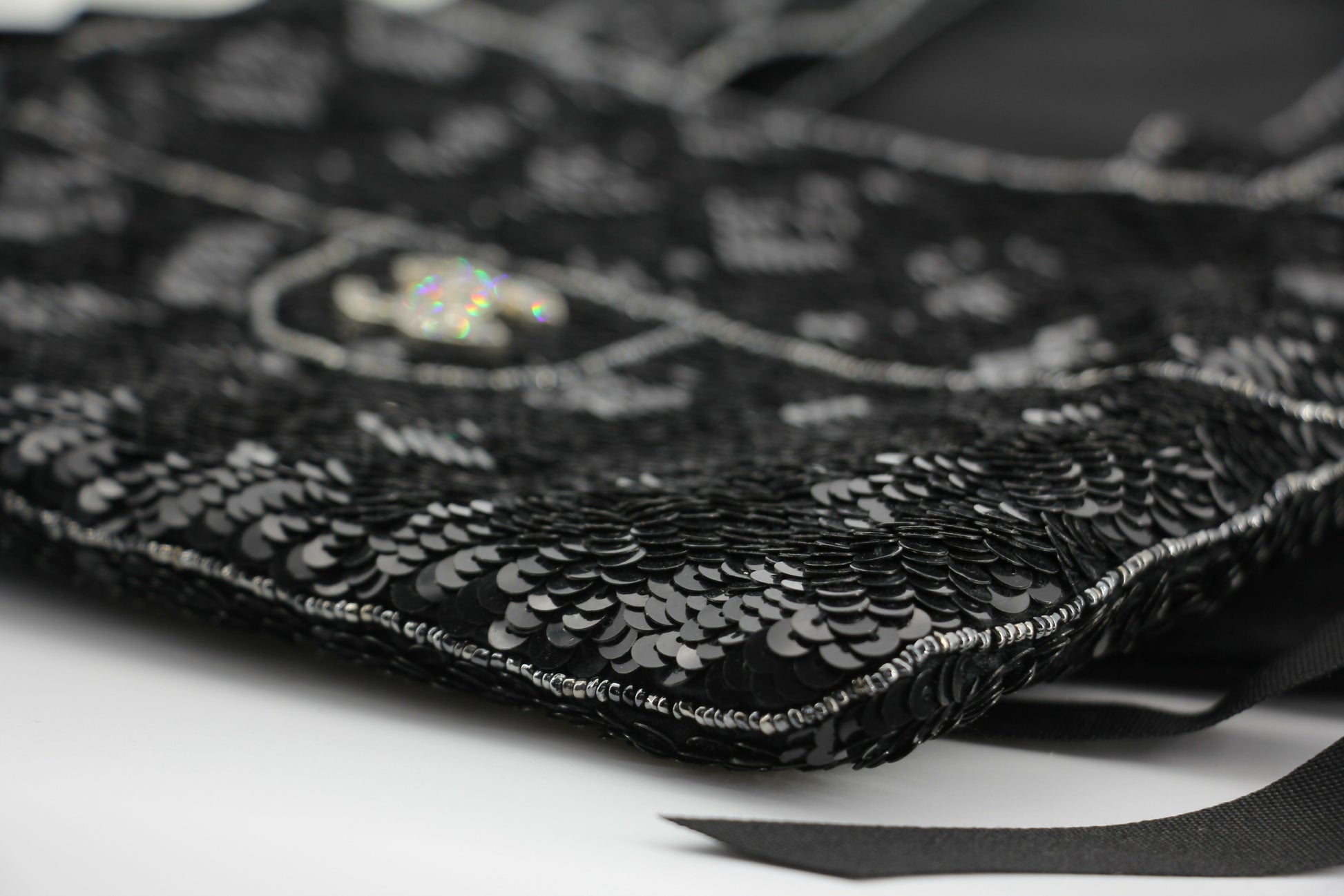 Chanel Coco Mark Metallic Black Sequin Tote Bag