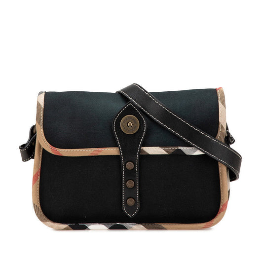 Burberry Nova Check Canvas Leather Shoulder Bag