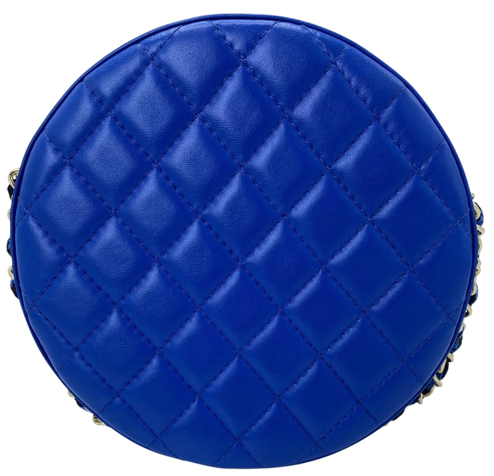 CHANEL 19C LA PAUSA COCO LIFESAVER MINAUDIÃRE BAG BLUE & BLACK WITH CHAMPAGNE GOLD HARDWARE
