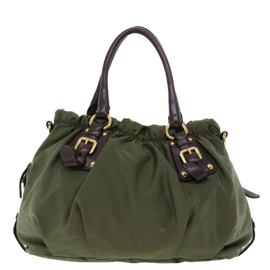 PRADA Hand Bag Nylon 2way Khaki Auth