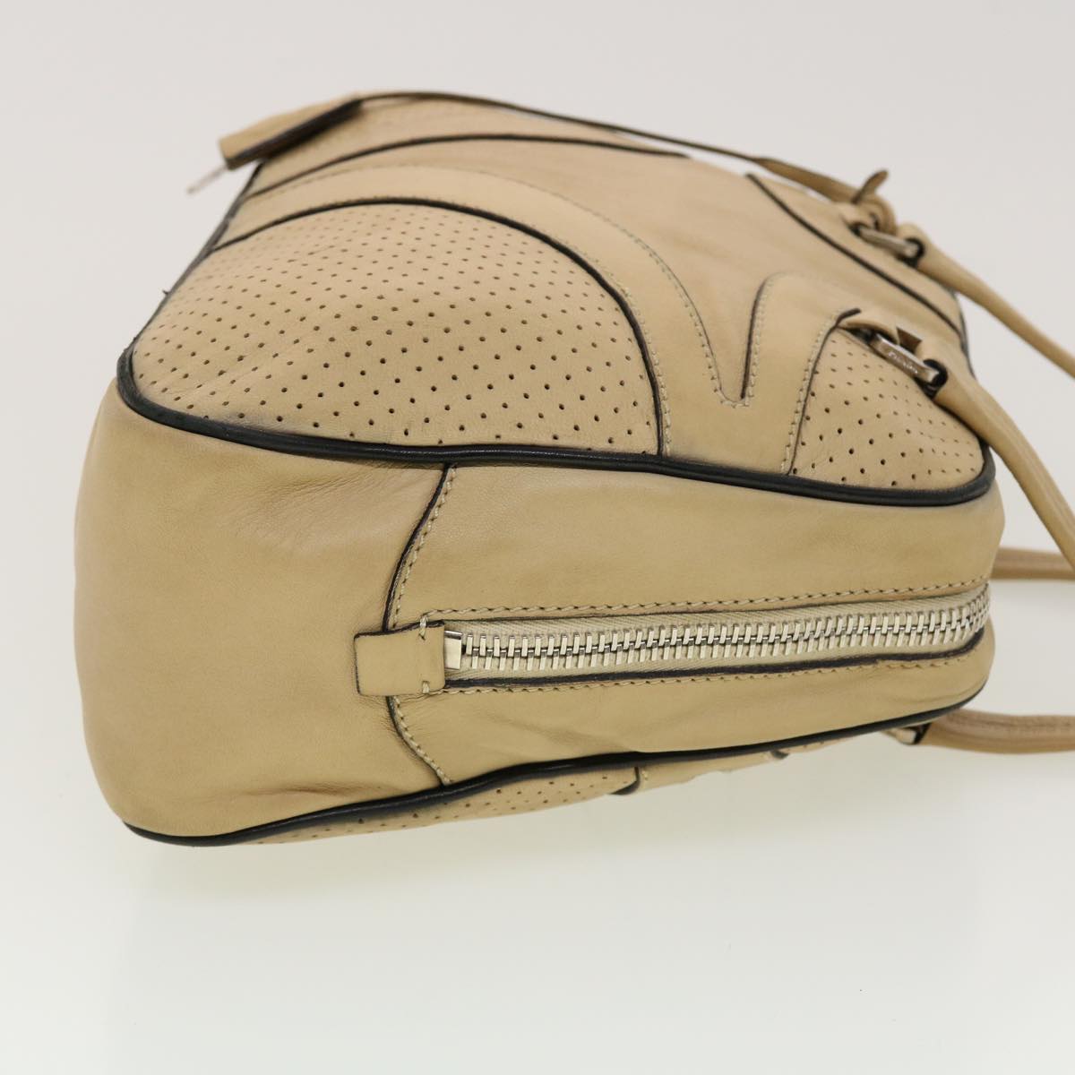 Prada Hand Bag Leather Beige