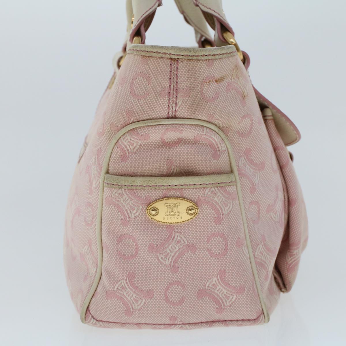 Luxury CELINE C Macadam Canvas Hand Bag Leather Pink yb138
