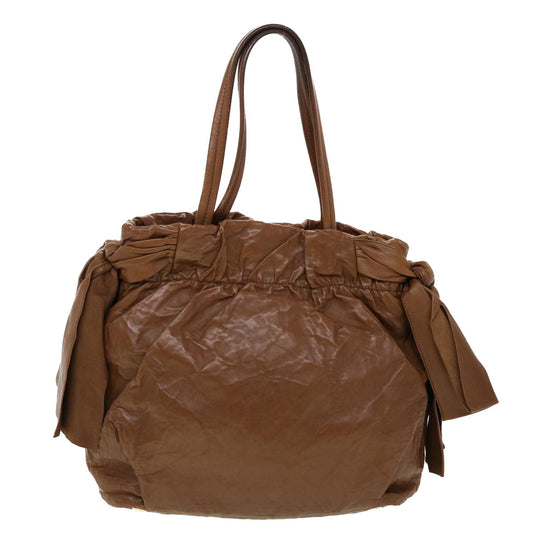 Prada Hand Bag Leather 2way Shoulder Bag Brown