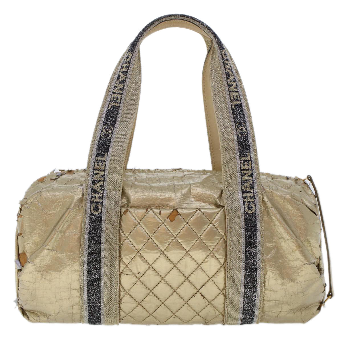 CHANEL Boston Bag Patent leather Gold Tone CC yb278