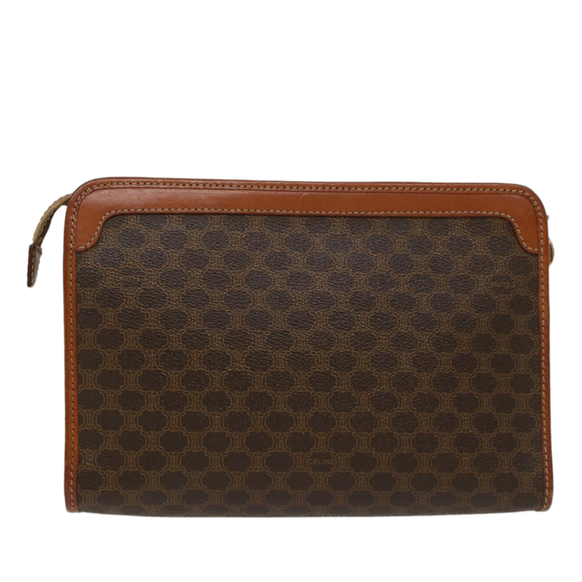 Luxury CELINE Macadam Canvas Clutch Bag PVC Leather Brown yb352