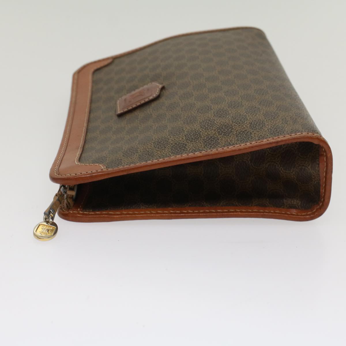Luxury CELINE Macadam Canvas Clutch Bag PVC Leather Brown yb352