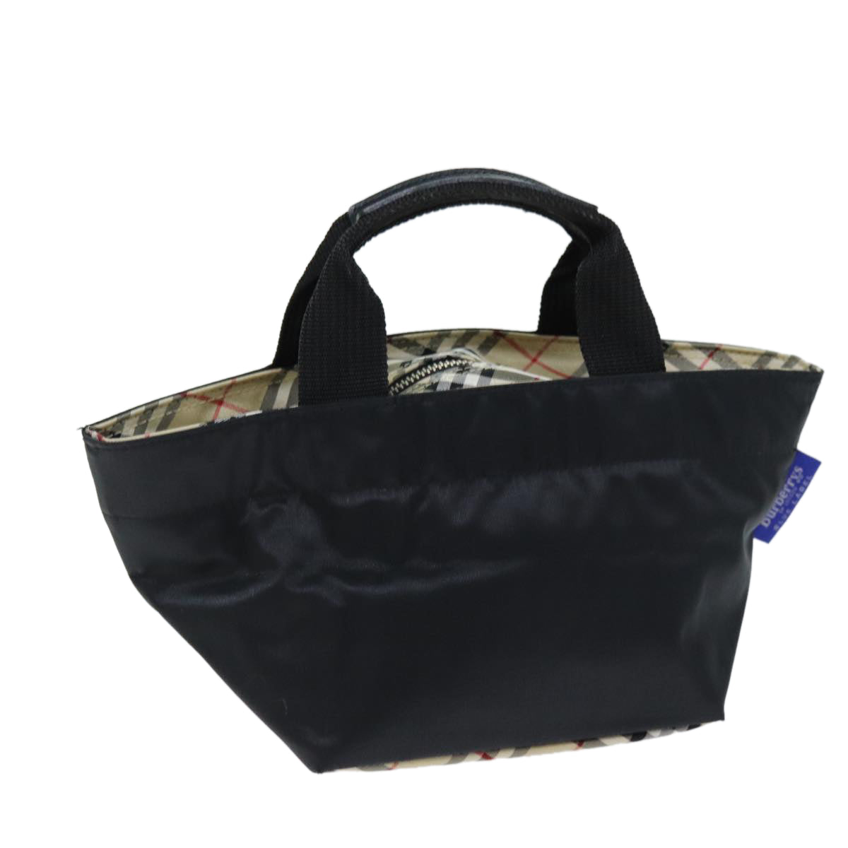 Burberry Blue Label Hand Bag Nylon Black Auth yb556