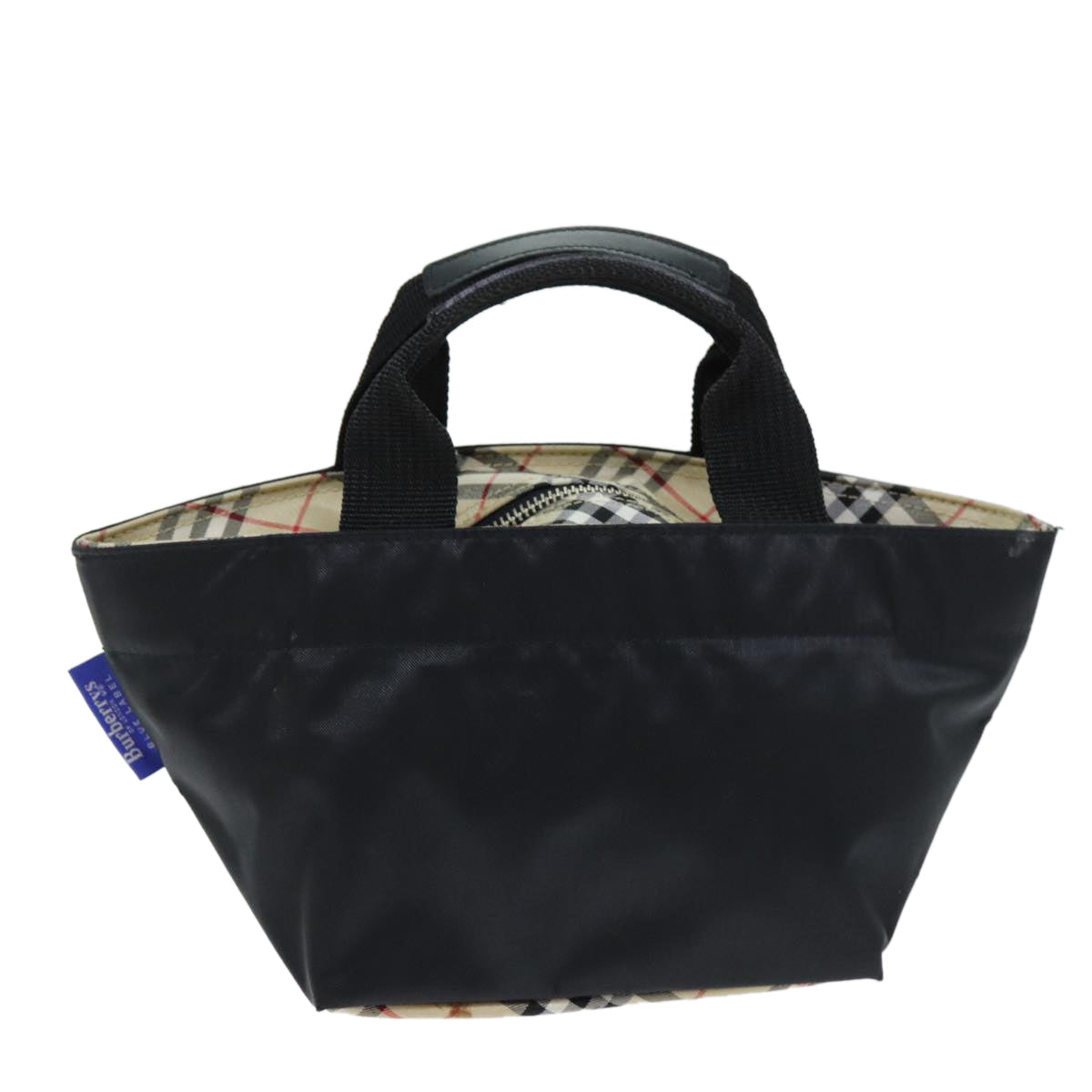 Burberry Blue Label Hand Bag Nylon Black Auth yb556
