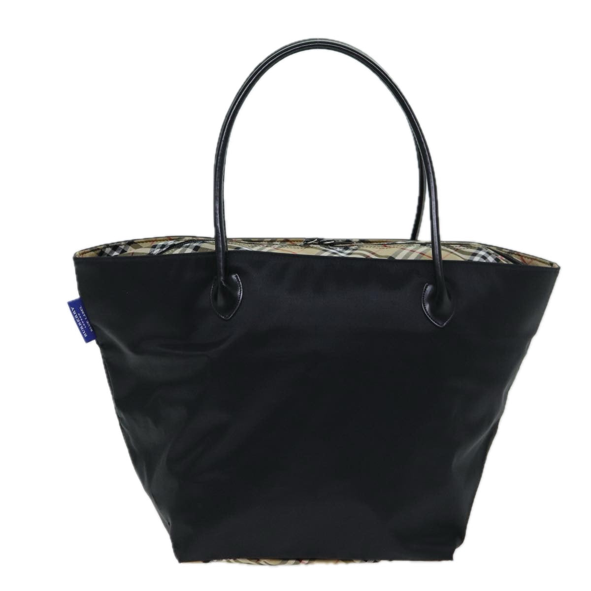 Burberry Nova Check Blue Label Tote Bag Nylon Beige Black Auth yb583